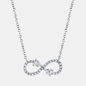 Colette White Gold Pear Diamond Infinity Necklace