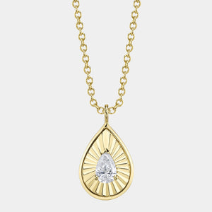 Colette Yellow Gold Pear Diamond Ribbed Necklace