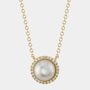 Jackie Yellow Gold Diamond Cultured Pearl Necklace