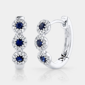 Eden White Gold Sapphire and Diamond Huggie Earrings