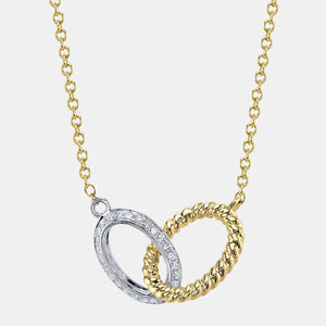 Kate Yellow and White Gold Diamond Oval Necklace