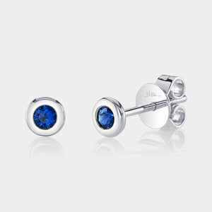 Bailey White Gold Bezel Set Sapphire Stud Earrings