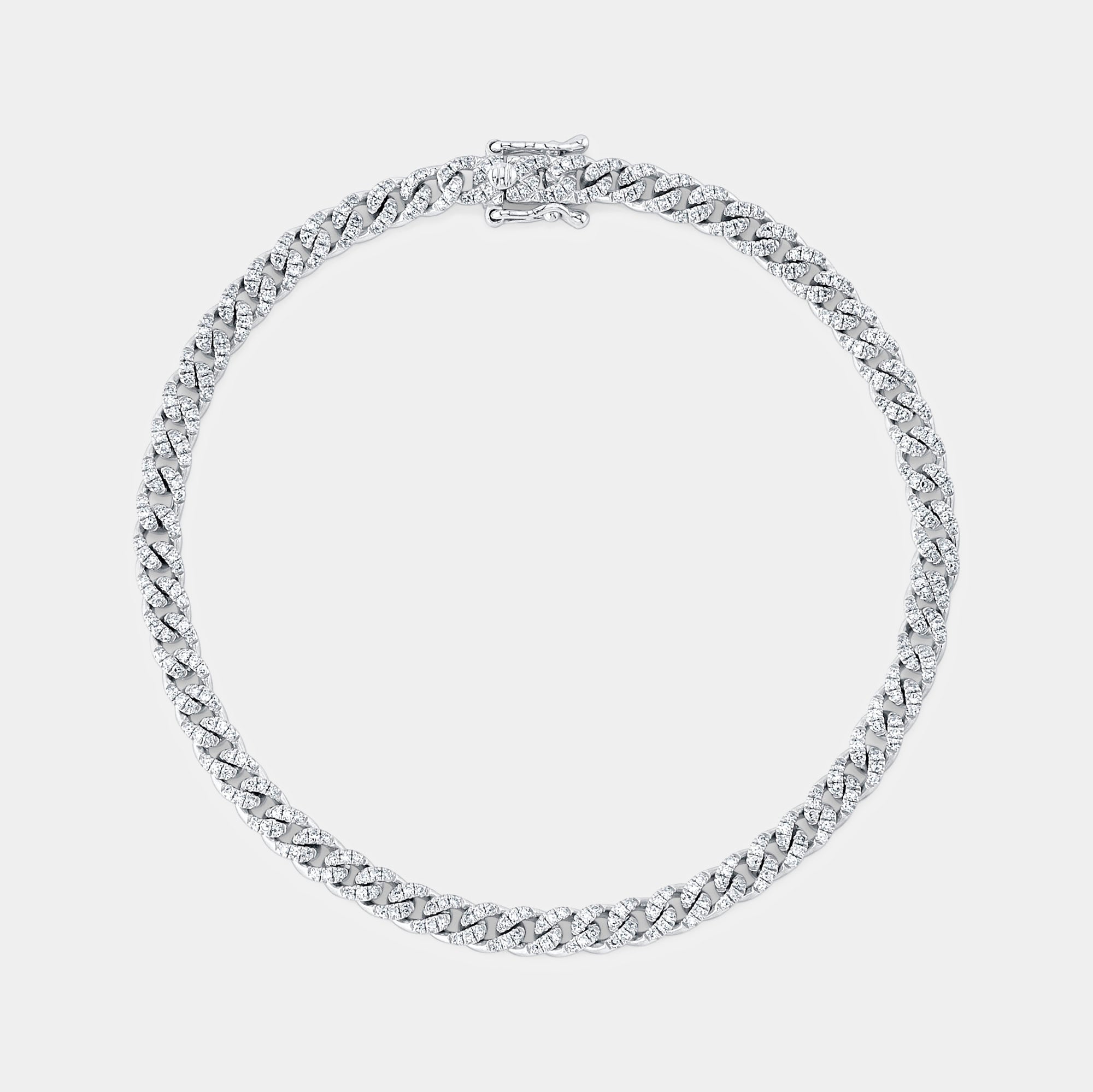White gold diamond link bracelet, flat lay view