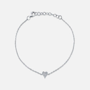Kate White Gold Pavé Heart Charm Bracelet