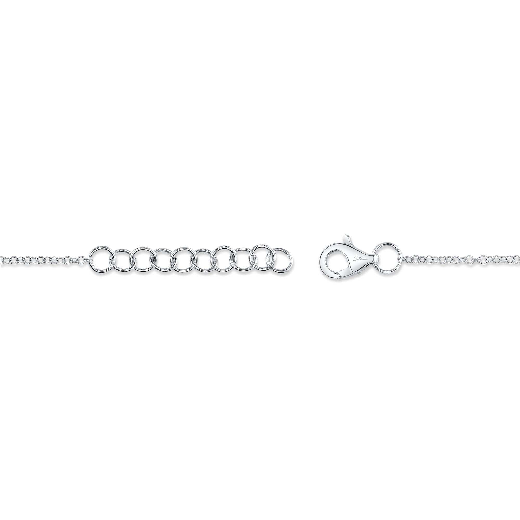 White gold diamond pave heart bracelet, clasp view
