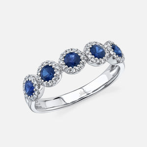 White Gold Sapphire and Diamond Ring