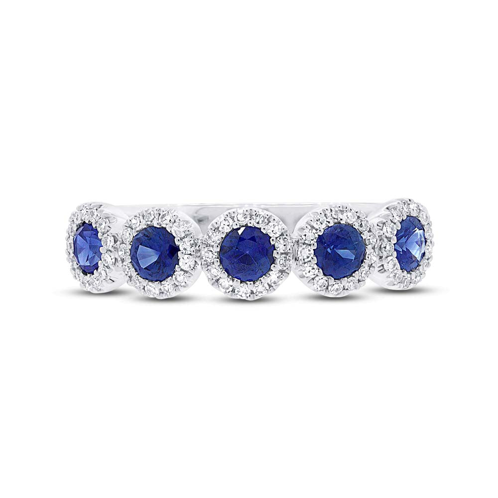 White gold sapphire and diamond fashion ring, front flat lay view