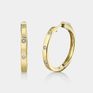 Kate Yellow Gold Bezel Set Diamond Hoop Earrings