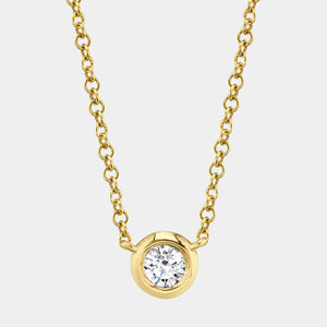 Bailey Yellow Gold Bezel Set Diamond Pendant Necklace
