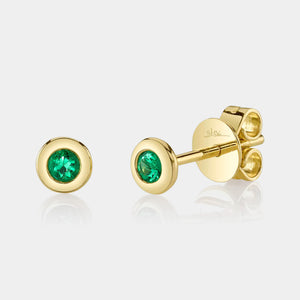 Bailey Yellow Gold Emerald Bezel Set Stud Earrings