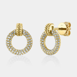Kate Yellow Gold Diamond Circle Stud Earrings
