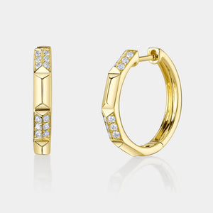 Kate Yellow Gold Diamond Geo Cut Hoop Earrings