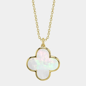 Kate Yellow Gold Mother of Pearl Clover Pendant Necklace