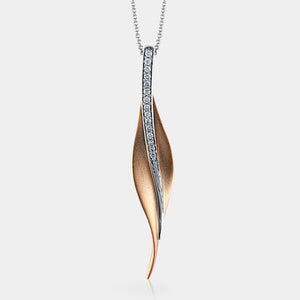 Rose Gold Diamond Leaf Pendant Necklace